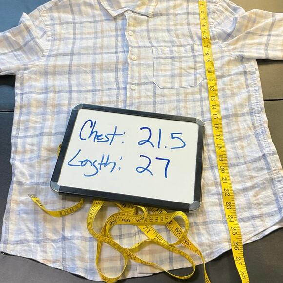 Magaschoni Man Neutral Check Linen Blend Casual Button Down Size M - Picture 9 of 9